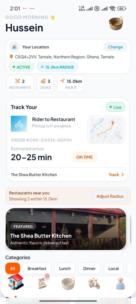 Eat111 Hussein tracking screen